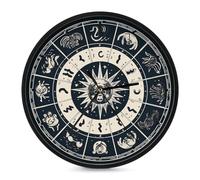 YTLKGFP Round Astrological Sign Wall Clock 10 Inch Battery Operated Decorative Clocks Silent Non Ticking Modern Wall Clock Easy to Read for Office Home Bathroom Kitchen Bedroom Black