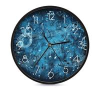 YTLKGFP Round Musical Notes Wall Clock 10 Inch Battery Operated Decorative Clocks Silent Non Ticking Modern Wall Clock Easy to Read for Office Home Bathroom Kitchen Bedroom White