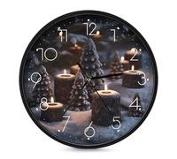 YTLKGFP Round Snow on The Candle Wall Clock 10 Inch Battery Operated Decorative Clocks Silent Non Ticking Modern Wall Clock Easy to Read for Office Home Bathroom Kitchen Bedroom White