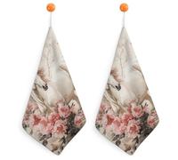 YTLKGFP Small Horse Image Hand Towels with Hanging Loop Quick Dry Hand Towel Soft Microfiber Cleaning Absorbent Square Towels Decoration for Kitchen Bathroom Travel Gym 2PCS