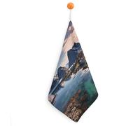 YTLKGFP Small Norway Islands Hand Towels with Hanging Loop Quick Dry Hand Towel Soft Microfiber Cleaning Absorbent Square Towels Decoration for Kitchen Bathroom Travel Gym 1PCS