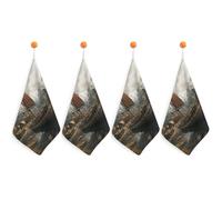 YTLKGFP Small Old Boat Hand Towels with Hanging Loop Quick Dry Hand Towel Soft Microfiber Cleaning Absorbent Square Towels Decoration for Kitchen Bathroom Travel Gym 4PCS