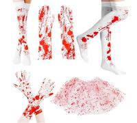 YTLSDHF 1 Pack Horror Gifts, Women's Adult Halloween Gloves Socks and Skirt Set, Chucky Costume Halloween Accessories, Bloody Cosplay Set for Halloweens Party Celebration Costumes Fancy Dress