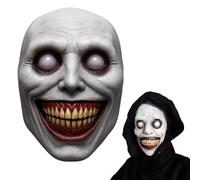 YTLSDHF 1 Smiling Exorcist Halloween Mask - Creepy Horror Evil Face Latex Full Head Skull Helmet for Cosplay Props and Themed Parties, Creepy Horror Face Mask for Halloween Costumes