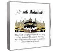 YTLSDHF 10x10cm Square Acrylic Stand with Moon Design, Umrah Mubarak Gifts, Islamic Decor for Sacred Spaces, Thoughtful Present for Pilgrims Celebrating Spiritual Journeys
