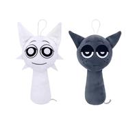 YTLSDHF 2 Pcs 20cm Plush, Spunky Toys, Sprunki Plushies, Poppy Playtime Realistic Cute Soft Stuffed Animal Doll Pillows Suitable For Boy And Girl (White, Grey)