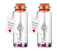 YTLSDHF 2 Valentine's Day Wish Bottles with Keys, Romantic Gifts for Her, Anniversaries Gift for Couples, Girlfriend Boyfriend, Long Distance Relationship Gifts, Valentine's Day's Choice