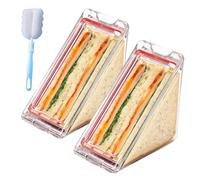YTLSDHF Reusable Sandwich Box with Lids, 2-Piece Larger Sandwich Container Set with Cleaning Brush, Durable Food Storage Boxes for Adults, Leak-Proof Design, Plastic Sandwich Box