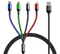 YTLUSN 4 in 1 Charger Cable, 3m Charging Cable Dual Nylon Braided Fast Charging Data Sync Long Phone Charger Cables with Dual Lightning/Type C/Micro USB for iPhone,Samsung Galaxy,Huawei