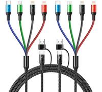 YTLUSN 4 in 2 Multi Charging Cable, [2Pack,1.8M] 6 in 1 Fast Charging Cord USB A/C to Type C/Micro USB/Lightning Universal Charger Cable,Braided Multi Charger for iPhones,iPhone,Galaxy & More