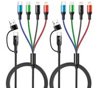 YTLUSN 6 in 1 Multi Charging Cable [2Pack,1.2M] 4 in 2 Universal USB A/C to Type C/Micro USB/Lightning Fast Charger Cable Dual Braided Multi Charger for iPhones,iPhone,Galaxy & More
