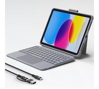 YTLUSN Multi-Functional iPad 10th(10.9", 2022) Keyboard Case, Multi-Touch Trackpad, Bluetooth Wireless Detachable Magnetic Stand Rechargeable Keyboard with Compact Removable Cover (Grey)