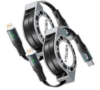 YTLUSN Retractable iPhone Charger Cable PD 27W 2Pack, 1.2M USB C to Lightning Cable Fast Charging & Data Sync USB Charger Cable for iPhone 14/13/12/11 Pro Max/SE/iPad/CarPlay