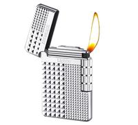 YTMY Metal Butane Lighter, Diamond Pattern Design, Gold and Silver Finishes, No Fuel Included (Silver)
