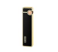 YTMY Refillable Butane Lighter - Brass Metal Soft Flame Pocket Lighter with Flint Wheel System, Black and Gold Slim Lighter for Candles, Camping and Gifts(No Fuel,Black)