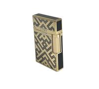 YTMY Vintage Maze Pattern Brass Butane Lighter, Refillable Flint Wheel Soft Flame Gas Lighter, Gold Metal Collectible Pocket Lighter Gift for Men (Butane Fuel Not Included)