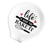 YTNONT Ceramic Egg Beaters Rest Life is What You Bake It. Durable Rest for Cooking Spoons, Heat-Resistant Spoon Rest for Baking Enthusiasts