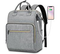 Ytonet Laptop Backpack for Women, Travel Backpack Purse for 15.6 Inch Laptop with USB Charging Port, College School Backpack Bookbag Water Resistant Carry on Bag for Office/Teacher/Work, Grey