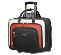 Ytonet Rolling Laptop Bag with Lock, Black/White/Brown, L, 18.4 Inch Rolling Laptop Bag with Lock Insulated Pocket Waterproof Pocket