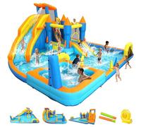 Ytonisld Inflatable Water Slide Park, 12-in-1 Water Bounce House with Big Splash Pool & Deep Pool, Basketball, Ring Toss, Target Game - 19X17.7FT Blow Up Water Slide for Big Kids 3-12 Outdoor Backyard