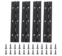 YTOOK 12 Inch Piano Hinge, 4Pcs Black Stainless Steel Continuous Piano Hinges with Holes, Heavy Duty Polished Stainless Piano Hinges for Boats Cabinets Storage Box, 24pcs Screw Included