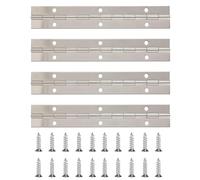 YTOOK 12 Inch Piano Hinge, 4Pcs Stainless Steel Continuous Piano Hinges with Holes, Heavy Duty Polished Stainless Piano Hinges for Boats Cabinets Storage Box, 24pcs Screw Included