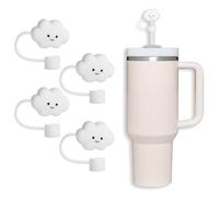 YTOOK 4Pcs Drinking Straw Covers, Cute White Cloud Shaped Caps Compatible with Stanley, Reusable Dust-Proof Straw Tips for 10mm Stanley Straws 30 40 oz Tumbler Cup, BPA Free
