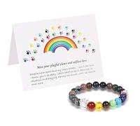 YTOOK Pet Cat Dog Memorial Gifts, Pet Sympathy Gifts, 7 Chakra 8MM Black Rainbow Bridge Pet Memorial Bracelet for Women Men Who Loss of Pets, Dog Loss Gifts