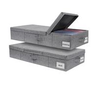 YTOPRO Under Bed Storage Box With Lid Large,2 Pack Underbed Storage Bags Foldable Under Bed Clothes Storage W/Handle Under Bed Drawers for Clothes Blankets (Gery)