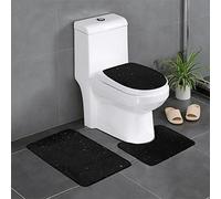 YTORA Black Glitter 3 Pieces Bath Mats Set,Non Slip Absorbent Fast Drying Mats,Bath Rug Set for Tub, Shower and Bathroom