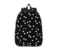 YTORA Black White Polka Dots Double Layers Lightweight Fashion Casual Laptop Backpack For For Men And Women, Travel Backpack, Black, S, Travel Backpacks