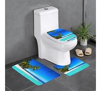 YTORA Palm Trees and Clear Sea 3 Pieces Bath Mats Set for Bathroom,Non Slip Absorbent Fast Drying Bath Mats Decorations for Kitchen Bathroom Bedroom