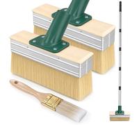 ytorgr 7" Decking Paint Brush Kit, Deck Stain Applicator with Long Handle,2 Pack Large Decking Brush +1Pcs Small Brush Heads for Outdoor Wood Floor Fence, Decking Paint Stain
