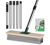 ytorgr Heavy Duty Wire Broom Outdoor with 57" Telescopic Handle,Stiff Metal Bristle Garden Brush for Patio, Deck,Garden