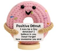 YTPAFK 1 Emotional Support Crochet Donut, Positive Gift for Women, Handmade Doughnut for Mental Health Gifts to Cheer Someone Up, Desktop Decoration, Birthday and Graduation Present