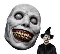 YTPAFK 1 Pack Scary Masks for Adults, Halloween Mask with Creepy Exorcist Smile, Latex Horror Mask for Halloween Parties, Cosplay and Haunted House Events