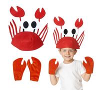 YTPAFK 2-Piece Lobster Costume, Crab Costume Set with Hat and Claws, Under The Sea Costumes for Adults and Kids, Funny Hats for Halloween Party, Christmas, Cosplay, Seafood Festival