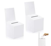 YTPAFK 2pcs White Cardboard Suggestion Boxes, Donation Boxes with Slotted Design for Donations, Fundraising and Voting