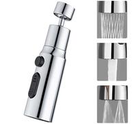 YTPAFK 3 Function Kitchen Tap Spray Head, 360° Swivel Spout Tap Extender for Kitchen Sink, Chrome Finish, ABS Material, 22mm-25mm Internal Thread Adapter, Tap Aerator Accessory