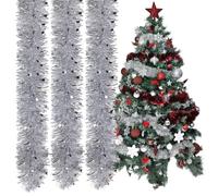YTPAFK 3Pcs Silver Tinsel Strands, 2m/6.5ft Shiny Chunky christmas thickShiny Christmas Tree Tinsel Garland, Thick Silver Christmas Decorations for Tree, Home, Party, Wedding, DIY Crafts