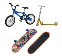 YTPAFK 4 Pcs Finger Scooter, Finger BMX, Finger Skateboards Set, Mini Vehicles for Motor Skills Development and Stress Relief, Includes 9.5cm Skateboard, 10.5cm Scooter and Bicycle