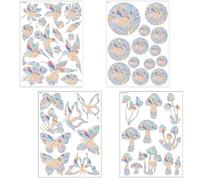 YTPAFK 4 Sheets 52 Pieces Multicolor Animal, Nature Bird, Mushroom, Butterfly Static Cling Window Stickers, Anti Collision Window Decals, Glass Door Stickers