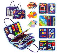YTPAFK Busy Board, 8 In 1 Busy Book, Montessori Toys for 1 2 3 4 Year Old, Montessori Busy Board, Educational Learning Activity Sensory Toy, Travel Toy for Plane Car, Gift for Boys Girls (Blue)