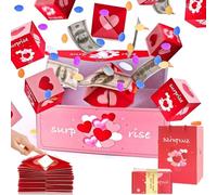 YTPAFK Money Gift Box, Explosion Gift Box, Surprise Gift Box, Explosion Box, Pop Up Money Gift Box, For Xmas, Birthday, Valentine's Day, Anniversary (Red Pink)