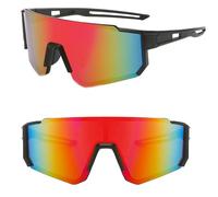 YTPAFK Running Glasses, Running Sunglasses Women And Men, UV400 Protection Cycling Glasses With Black Frame Red Lens, 145x126 mm PC Sports Sunglasses Women For Outdoor Activities