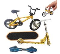 YTPAFK Tech Deck BMX, Finger Scooter and Finger Bike Set, Finger Skateboards Complete Collection with Ramps, Four-Piece Finger Board Skateboards for Skill Development and Creative Play