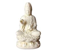 YTPass Quan Yin Buddha Sitting on a Lotus Statue,Guanyin, Kwan Yin, Kuanyin, Goddess of Mercy, White, 5.11x2.95 x 2.55 inch