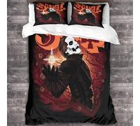 YTPONBCSTUG 3 Pieces Ghost Duvet Cover Set 3D Metal Band Printed Metal Band Theme Bedding Quilt Duvet Cover with Zipper Closure,Microfiber Bedding Double(200x200cm)
