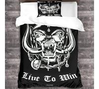 YTPONBCSTUG 3 Pieces Motorhead Duvet Cover with Pillowcases,Print Bedding Set with Zipper Closure,Quilt Cover Single(135x200cm)