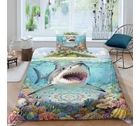 YTPONBCSTUG 3d A Reef Shark Duvet Cover 2pcs Soft Microfiber Bed Sheet with Zipeer Closure Of 1 Pillowcase For Girls Teens Teenagers Single(135x200cm)
